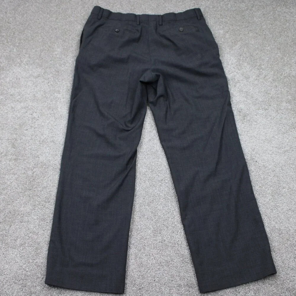 Banana Republic Dress Pants Men 35x32 Gray Wool Stretch Flat Front Acetate Lined